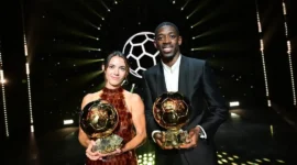 Ousmane Dembélé dan Aitana Bonmatí tampil sebagai pemenang Ballon d'Or 2025. (Foto: IG @ballondorofficial)