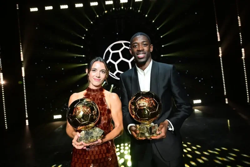 Ousmane Dembélé dan Aitana Bonmatí tampil sebagai pemenang Ballon d'Or 2025. (Foto: IG @ballondorofficial)
