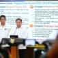 Menko Bidang Perekonomian Airlangga Hartarto didampingi Menteri Keuangan Purbaya Yudhi Sadewa mengumumkan Program Paket Ekonomi 2025, Senin (15/9/2025). (Foto: Kemenko Perekonomian)