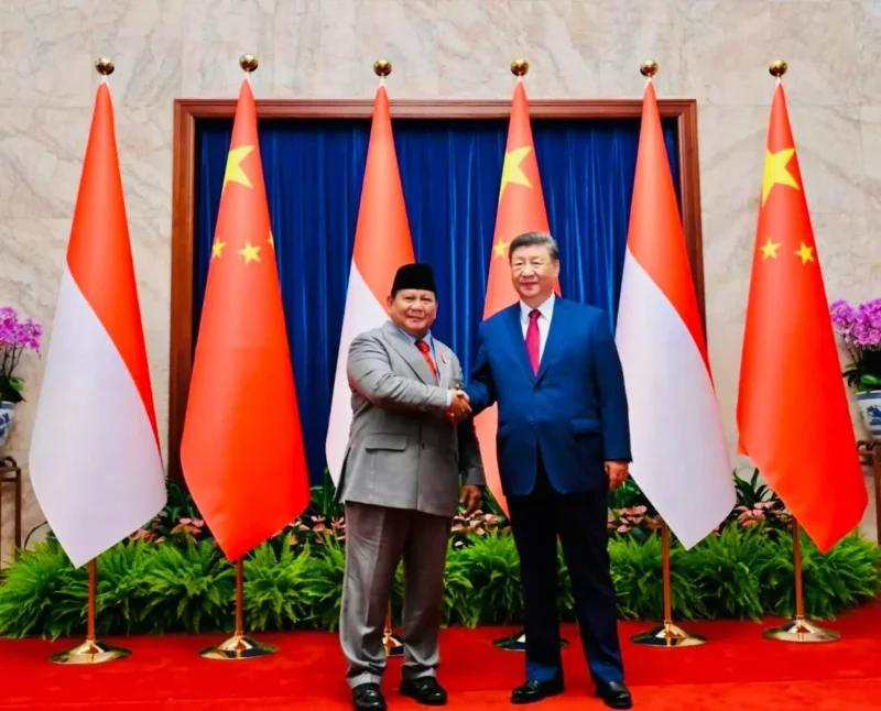 Presiden RI Prabowo Subianto melakukan pertemuan bilateral dengan Presiden RRT Xi Jinping di Great Hall of the People, Beijing, Rabu (3/9/2025). (Foto: BPMI Setpres)