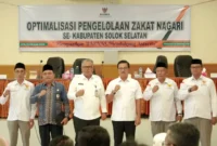 Bupati Solsel, H. Khairunas membuka kegiatan Sosialisasi Pengelolaan Zakat bagi UPZ Nagari se-Kabupaten Solsel di Hotel Pesona Alam Sangir, Rabu (10/9/2025). (Foto: Humas Pemkab Solsel)