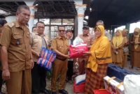Wakil Bupati Pessel, Risnaldi Ibrahim didampingi Kalaksa BPBD Pessel menyerahkan bantuan kepada salah satu keluarga korban kebakaran. (Foto: Dok. Sus)