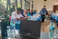 Kasi PME Kecamatan Batang Kapas, Raja Ratman, SE saat menghadiri kegiatan pembentukan Brigade Pangan (BP) di salah satu nagari tersebut. (Foto: Dok. Kecamatan Batang Kapas)