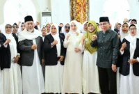Wakil Wali Kota Padang, Maigus Nasir menghadiri acara Pengukuhan Pengurus MTY Padang Periode 2025-2030, di Masjid Al Hakim Pantai Padang, Minggu (12/10/2025). (Foto: Prokopim Padang)