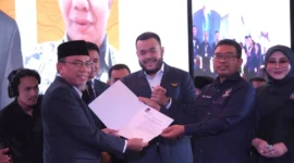Maigus Nasir yang kini menjabat Wakil Wali Kota Padang terpilih sebagai Ketua DPD Nasdem Kota Padang, pada Rakerwil Partai Nasdem di Hotel Santika Padang, Minggu (5/10/25). (Foto: Ist)