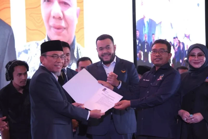 Maigus Nasir yang kini menjabat Wakil Wali Kota Padang terpilih sebagai Ketua DPD Nasdem Kota Padang, pada Rakerwil Partai Nasdem di Hotel Santika Padang, Minggu (5/10/25). (Foto: Ist)
