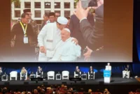 Menag Nasaruddin Umar menjadi salah satu pembicara pada Forum Internasional untuk Perdamaian “Daring Peace” di Vatikan, Roma. (Foto: Ist/Kemenag)