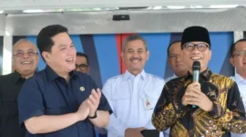 Menpora RI Erick Thohir menerima kunjungan Mendes PDT Yandri Susanto di Graha Kemenpora, Selasa (21/10) pagi. (Foto: Bagus/Kemenpora)