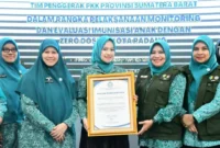 PKK Pusat mengapresiasi TP-PKK Padang dalam Monev Imunisasi Anak Zero Dose di Kota Padang, Senin (27/10/2025). (Foto: Prokopim Padang)