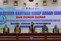 Pemko Payakumbuh menggelar Pelatihan Bantuan Hidup Dasar dan Donor Darah dalam rangka Hari Kesehatan Nasional di Aula Ngalau Indah, Lantai III Balai Kota Payakumbuh, Jumat (31/10/2025). (Foto: Pemko Payakumbuh)