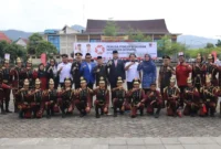 Wali Kota Padang Fadly Amran saat peringatan Hari Sumpah Pemuda ke-97 di Lapangan Upacara Balai Kota Aia Pacah, Selasa (28/10/2025). 