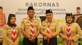 Wakil Wali Kota Padang Maigus Nasir menghadiri Rakornas Gerakan Pramuka Tahun 2025 di Kota Balikpapan, Kalimantan Timur, Jumat (24/10/2025). (Foto: Prokopim Padang)