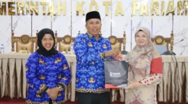 Wakil Wali Kota Pariaman, Mulyadi saat kegiatan Sosialisasi Jalur Masuk Mahasiswa Baru Kerja Sama Pemko Pariaman dengan Universitas Telkom di Aula Balai Kota Pariaman, Jumat (17/10/2025). (Foto: Kominfo Pariaman)