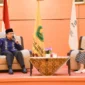 Wakil Wali Kota Padang, Maigus Nasir menjadi pemateri pada kegiatan LKMM-TD yang digelar BEM FTSP UBH di Convention Hall Kampus I Proklamator, Sabtu (22/11/2025). (Foto: Prokopim Padang)