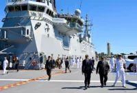 PM Australia Anthony Albanese bersama Presiden Prabowo Subianto di atas kapal HMAS Canberra, Garden Island Naval Base, Australia. (Foto: BPMI Setpres)