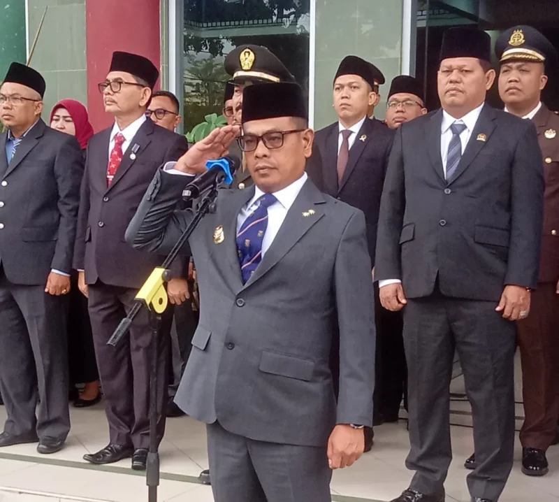 Wakil Bupati Pessel Risnaldi Ibrahim menjadi pembina upacara Hari Pahlawan, Senin (10/11). (Foto: Dok. Prokopim)