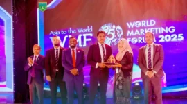 Yuliza Zen dinobatkan sebagai AMF Youth of Marketeer of The Year oleh Indonesia Marketing Association (IMA) di ajang Asia Marketing Federation (AMF) di Colombo, Sri Lanka, Jumat (14/11/2025). (Foto: Kominfo Padang Panjang)