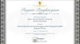 Mal Pelayanan Publik (MPP) Padang meraih predikat Prima dalam evaluasi nasional penyelenggaraan MPP Tahun 2025. (Foto: Prokopim Padang)