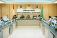 Pertemuan Kantor Urusan Haji (KUH) Jeddah dengan para importir Arab Saudi, Minggu (28/12/2025). (Foto: Kemenhaj)