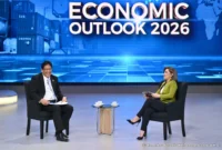 Menteri Keuangan (Menkeu) Purbaya Yudhi Sadewa memaparkan arah kebijakan ekonomi nasional dalam program Economic Outlook 2026 Kompas TV, Selasa (16/12). (Foto: Kemenkeu)