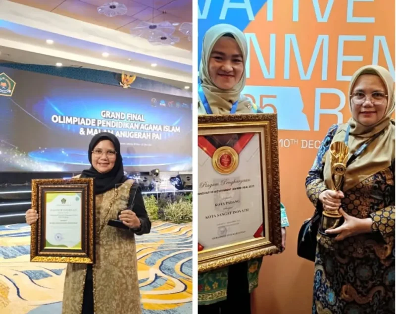 Staf Ahli Wali Kota Bidang Kemasyarakatan dan Sumber Daya Manusia, dr. Feri Mulyani saat menerima penghargaan. (Foto: Diskominfo Padang)