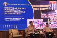 Dirjen PE2HU, Jaenal Effendi dalam agenda Penguatan Tata Kelola dan Penyerahan Alokasi Anggaran Operasional Haji di Jakarta, Rabu (14/1/2026). (Foto: Kemenhaj)