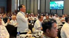 Bupati Padang Pariaman, John Kenedy Azis menghadiri Rakernas APKASI XVII di Kota Batam. (Foto: Diskominfo Padang Pariaman)
