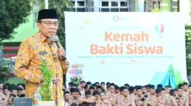 Wakil Wali Kota Padang Maigus Nasir membuka kegiatan Kemah Bakti Siswa (KBS) SMK-SMAK Padang Tahun Ajaran 2025/2026, Kamis (15/1/2026). (Foto: Prokopim Padang)