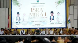 Pemkab Solsel menggelar Peringatan Isra Mi’raj Nabi Muhammad SAW 1447 Hijriah di Aula Sarantau Sasurambi, Senin (19/1/2026). (Foto: Pemkab Solsel)