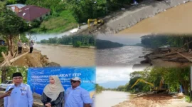 ITP rampungkan perbaikan tebing Sungai Batang Kandis Sawah Liek, Kelurahan Kampung Olo, Kecamatan Nanggalo, Rabu (14/1). (Foto: Dok. ITP) 