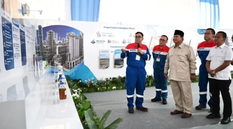 Presiden Prabowo di sela-sela kegiatan peresmian infrastruktur energi terintegrasi Pertamina RDMP Balikpapan, Senin (12/1/2026). (Foto: BPMI Setpres)