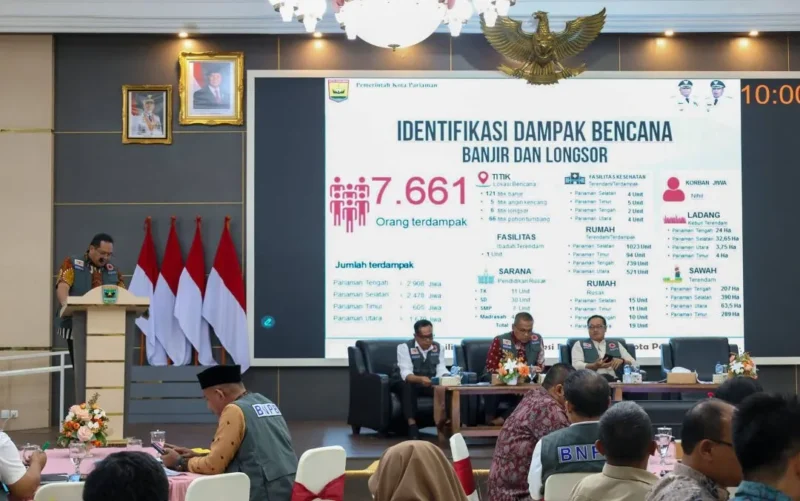 Wali Kota Pariaman Yota Balad pada Rapat Koordinasi (Rakor) dalam Rakor Finalisasi R3P Hidrometeorologi Sumbar di Auditorium Gubernur, Kamis (8/1/2026). (Foto: Kominfo Pariaman)