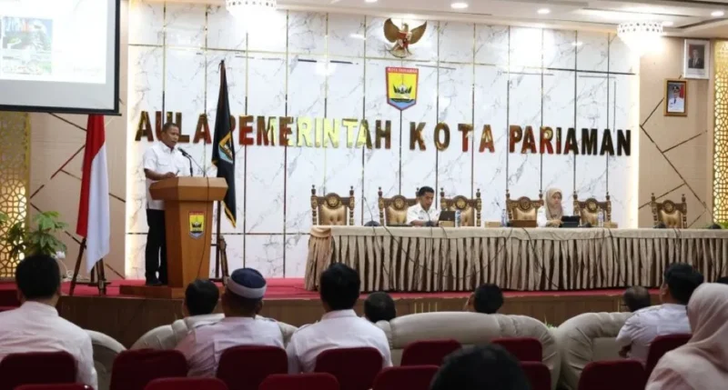 Wakil Wali Kota Pariaman Mulyadi membuka Orientasi Penyusunan RKPD Tahun 2027 di Aula Balaikota Pariaman, Rabu (14/1/2026). (Foto: Kominfo Kota Pariaman)
