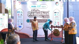 Inspektur Jenderal Kemenperin M. Rum membuka Bazar Ramadhan DWP Kemenperin Tahun 2026 di Jakarta, Rabu (25/2). (Foto: Kemenperin)