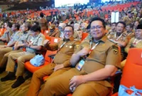Bupati Tanah Datar Eka Putra bersama Wakil Bupati Tanah Datar Ahmad Fadly menghadiri Rakornas Pemerintah Pusat dan Daerah Tahun 2026 di SICC, Sentul, Senin (2/2/2026). (Foto: Prokopim Tanah Datar)