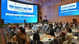 Menteri Perhubungan Dudy Purwagandhi dalam CEO Safety Meeting 2026 di Kantor Pusat Kemenhub, Jakarta, Rabu (25/2). (Foto: Kemenhub)