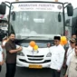Peresmian operasional rute baru angkutan umum Perum DAMRI yang menghubungkan Padang Aro–Pelompek di  RTH Padang Aro, Selasa (24/2/2026). (Foto: Pemkab Solsel)