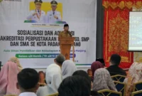 Wakil Wali Kota Padang Panjang, Allex Saputra membuka Sosialisasi dan Advokasi Akreditasi Perpustakaan Sekolah di Aula Dinas Pendidikan dan Kebudayaan Padang Panjang, Selasa (10/2/2026). (Foto: Kominfo Padang Panjang)