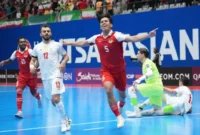 Pemain futsal Indonesia merayakan gol pada laga final Piala Asia Futsal 2026. (Foto: Herry/Kemenpora.go.id)