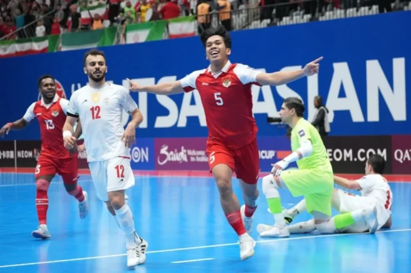 Pemain futsal Indonesia merayakan gol pada laga final Piala Asia Futsal 2026. (Foto: Herry/Kemenpora.go.id)
