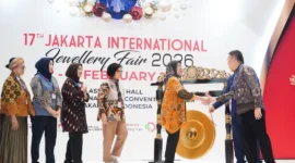 Pembukaan pameran Jakarta International Jewellery Fair (JIJF) 2026 di Assembly Hall, Jakarta Convention Center (JCC) pada 12–15 Februari 2026. (Foto: Kemenperin)