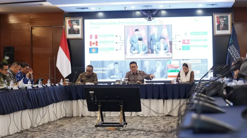 Menteri Perdagangan Budi Santoso dalam media briefing “Capaian Kinerja 2025 dan Program Kerja 2026” di Jakarta, Jumat (6/2/2026). (Foto: Kemendag)