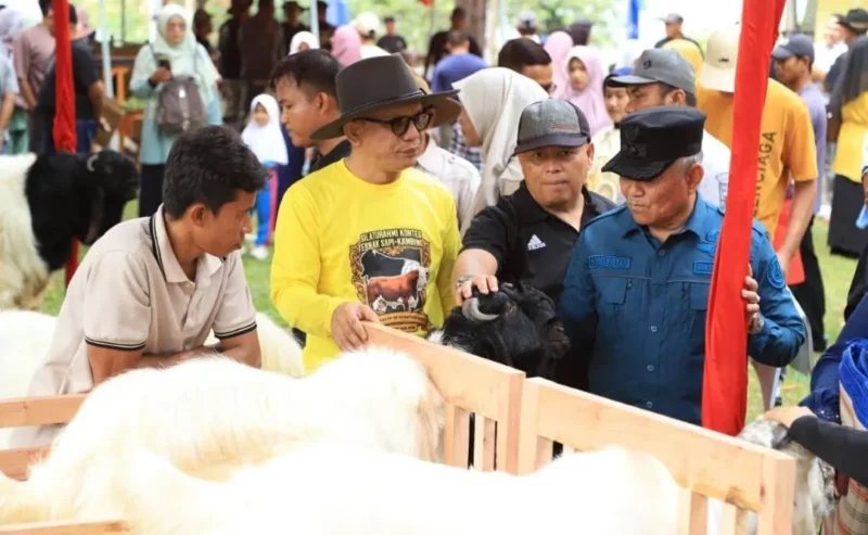 Wakil Wali Kota Solok, Suryadi Nurdal membuka Kontes Ternak di Taman Pramuka Kota Solok, Minggu (1/2/2026). (Foto: Prokopim Solok)