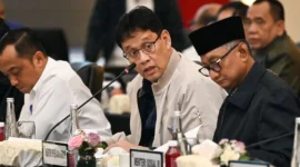 Menteri Keuangan Purbaya Yudhi Sadewa dalam Rapat Koordinasi Satgas Pemulihan Pasca Bencana Sumatera di Senayan, Rabu (18/2/2026). (Foto: Kemenkeu)
