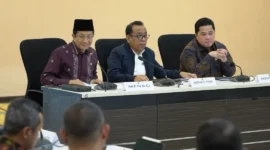 Menteri Agama Nasaruddin Umar dalam Rapat Tingkat Menteri Program Prioritas Olahraga Nasional. (Foto: Fadhlillah Hafizhan M/Kemenag)