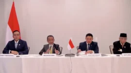 Menteri ESDM Bahlil Lahadalia dalam keterangan pers di Washington DC, Jumat (20/2). (Foto: Kementerian ESDM)
