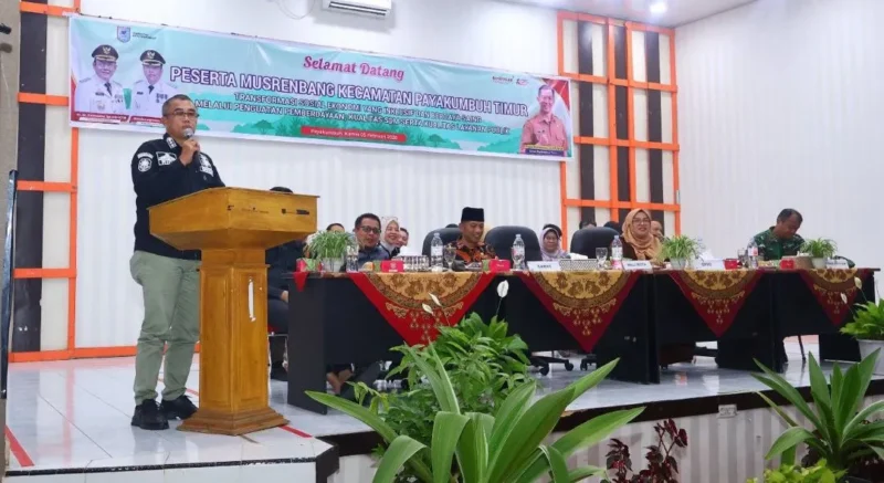 Sekda Kota Payakumbuh, Rida Ananda menghadiri Musrenbang Kecamatan Payakumbuh Timur Tahun Perencanaan 2027, di Aula SKB Kota Payakumbuh, Kamis (5/2/2026). (Foto: MC Payakumbuh)