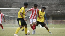 PSP Padang menghajar Gaung Putra FC dengan skor telak 14-0 pada lanjutan Liga 4 Sumbar di Stadion Utama Sumbar, Lubuk Alung, Rabu (11/2/2026). (Foto: Diskominfo Padang)