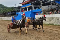 Pacu Bugih tradisi Minangkabau menjadi pembuka event Pacu Kuda Bukit Gombak. (Foto: Prokopim Tanah Datar)