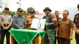 Program TMMD ke-127 resmi dimulai di Nagari Pagaruyung, Kecamatan Tanjung Emas, Kabupaten Tanah Datar, Selasa (10/2/2026). (Foto: Prokopim Tanah Datar)